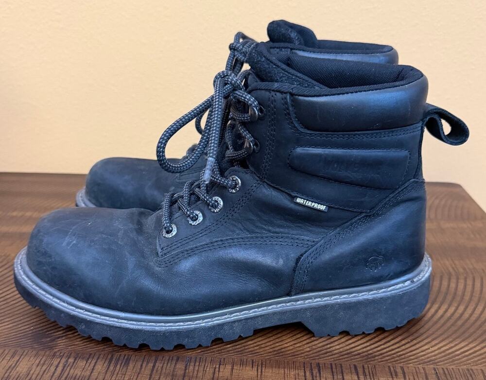 Wolverine Men's Floorhand Waterproof 6" Work Boots black leather finish 10.5